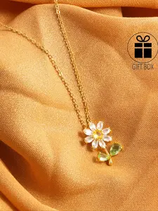 Sunflower Design Pendant Necklace with Box & Greeting Card, Elegant Artificial Zircon Decor Necklace for Women & Girls, Fashion Jewelry for Party, Daily Decor, Exquisite Jewelry for Birthday Gift