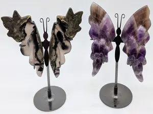 Butterfly Wings on stand|  Available in Smokey Chevron Amethyst and Volcano Agate|