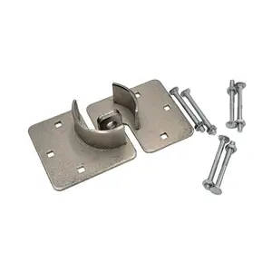 ECS HARDWARE Nickel-Plated Round Hockey Puck Lock Hasp, 8.25 in Security Lock