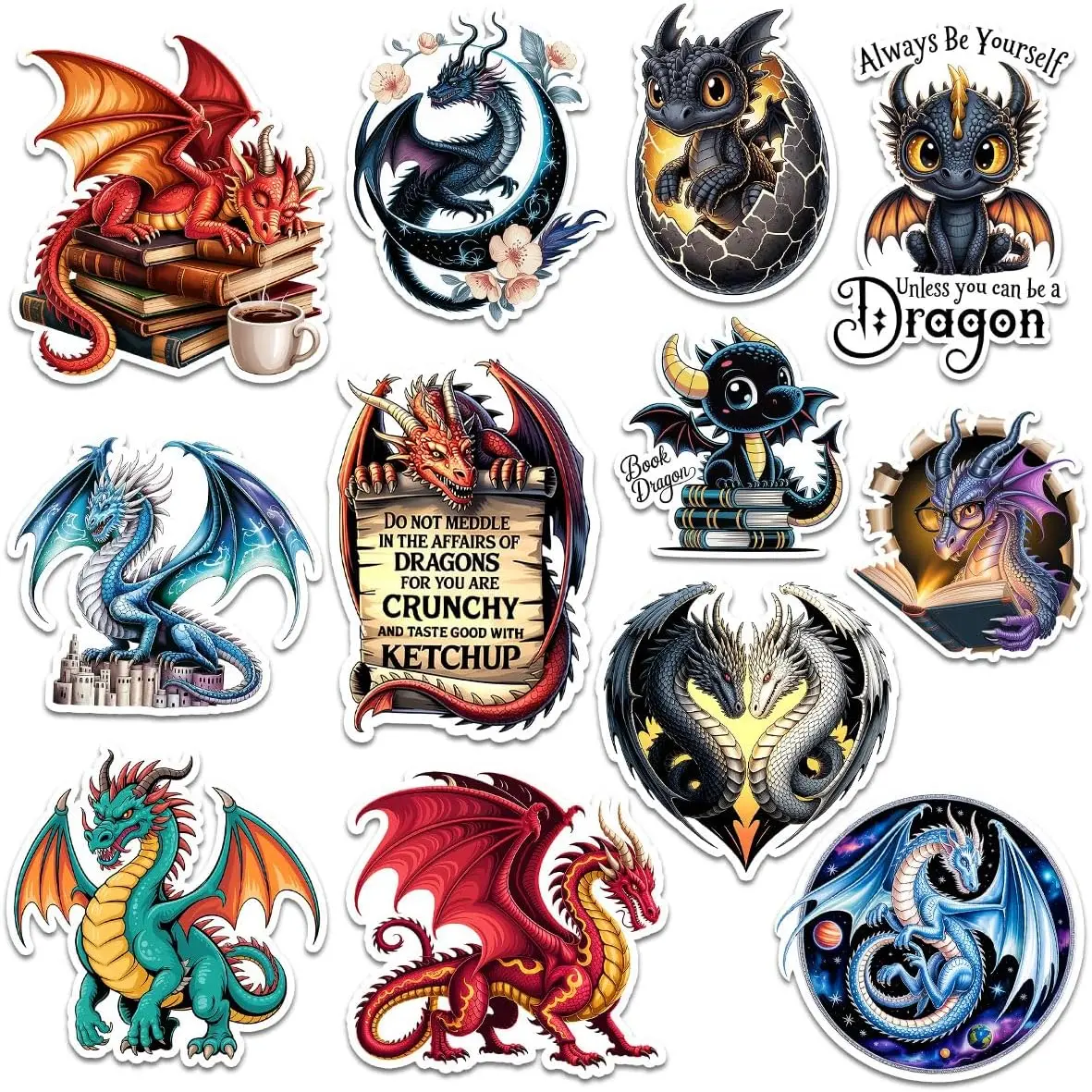 Dragon Sticker Stickers Cute Fantasy Mythical Creature Gifts For Dragon Lovers Teens Adults Keepsake Suitable For Laptop Water Bottle Tumbler Notebook Journal Scrapbook Decors Cute