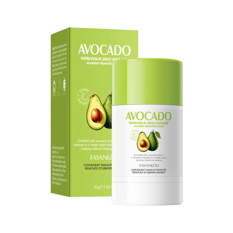 Gentle Avocado Cleansing Stick for Daily Makeup Removal - Wipe Off with Tissue, Mild Formula for All Skin Types 30g, Nourishing