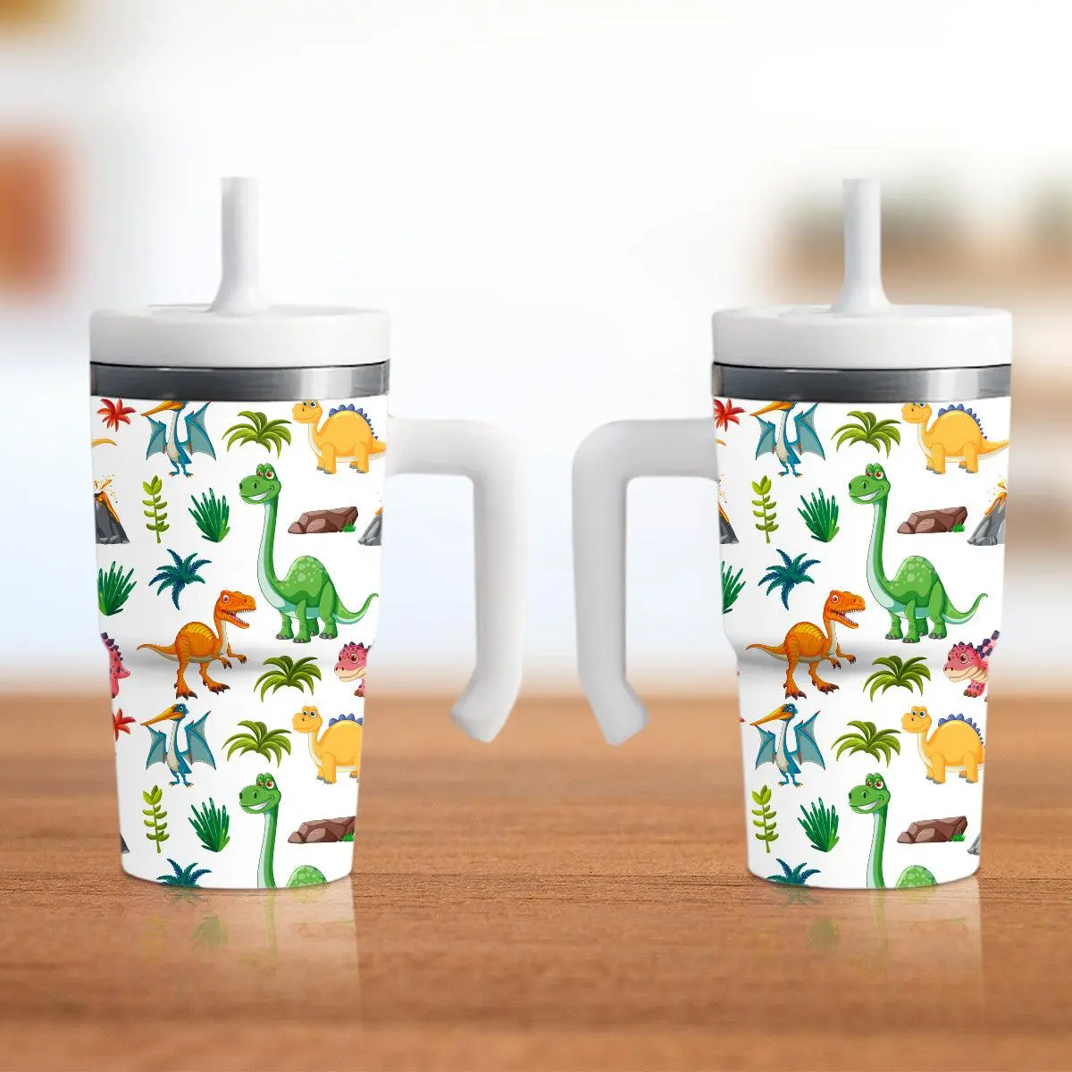 Dinosaur Spill-Proof 20oz Tumbler with Double-Walled Stainless Steel Construction & Kid-Friendly Silicone Straw for Worry-Free Hydration