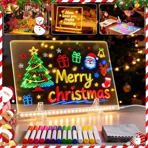 LOOHOI 12"x 8" Inch Lumi Boards LED Drawing Board - 8 Colors & 4 Modes, 12 Inch Acrylic Writing Board with 14 Marker Pens | Eye-Gentle, Child Friendly | Perfect Birthday & Christmas Gift