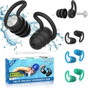 Swimming Ear Plugs Waterproof Earplugs - 3 Pairs Silicone Swim Ear Plugs for Adult Kids, Water Sports Earplugs for Showering, Bathing, Surfing - Keep Ear Water Out