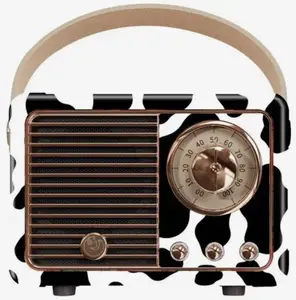 Vintage Style Cow Print Wireless Bluetooth-Compatible Speaker, Multipurpose Portable Mini Speaker with Built in Microphone, Music Player for Home Office Outdoor Travel