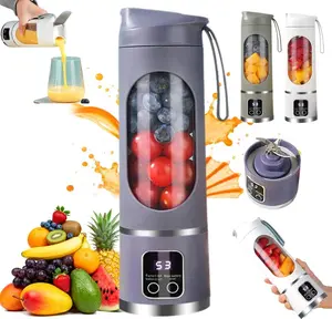 Portable Juicer, USB Rechargeable Juice Extractor Cup with LED Display, Fruit Juicer, Vegetable Juicer, Suitable for Outdoor Carrying Use, BPA Free Eco-friendly Juicer Machine, Travel Mate and Kitchen Gadgets, Valentine's Day Gifts for Adults