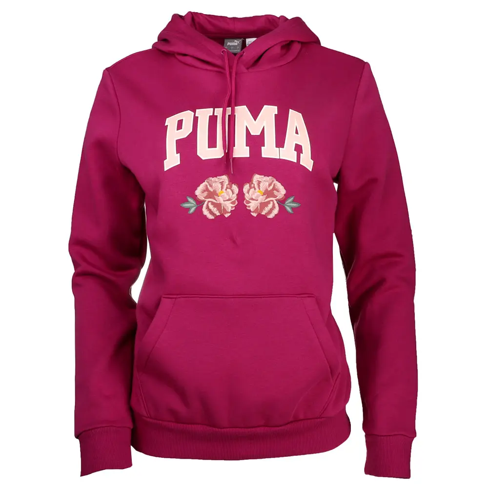PUMA Womens Faux Embroidery Floral Hoodie Casual Outerwear Casual - Red PUMA Womens Faux Embroidery Floral Hoodie Casual Outerwear Casual - Red