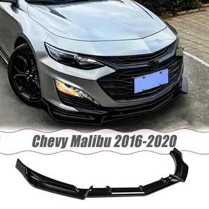 MUTUSAISI Front Bumper Lip Splitter Spoiler For Chevy Malibu 2016 2017 2018 Gloss Black 3pcs Accessories Air Chin Body Kit
