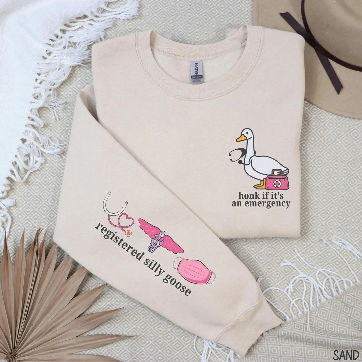 Women's Cotton Nursing Hoodie - Silly Goose Graphic Long Sleeve Casual Top, Double-Lined Hood, Classic Fit, Funny RN Student Gift, Career Sweatshirt