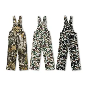 Boys' Camo Print Denim Overalls with Pockets - Durable, Stylish Toddler Bottoms for Camping, Hiking (P0535)