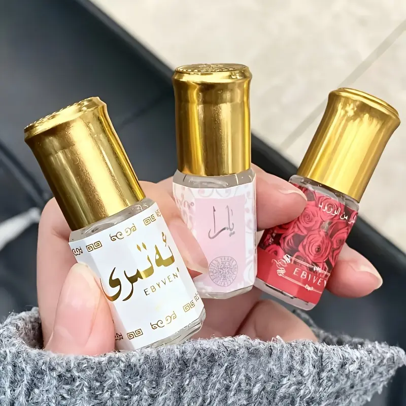 3 Pcs Arabic Perfume Set: Coconut Milk, Floral, And Fragrance Enhancer Long-lasting, Rich Scent Roll-on Portable Perfume