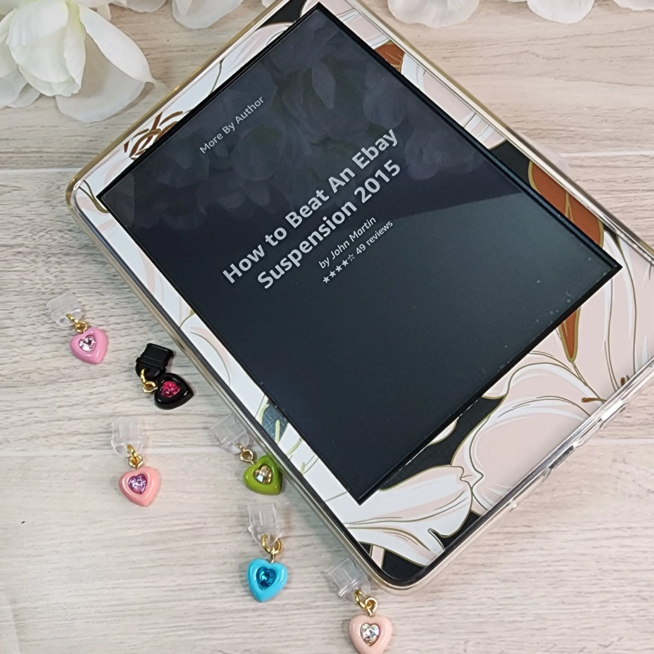 Kindle Bling Center Heart Dust Plug Charms/E-Reader Charms/Cell Phone Charm Dangle  Compatible For All Type C & Iphone Devices