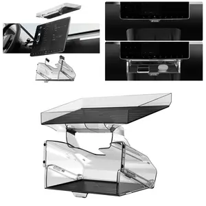 YONZEE Hidden Under Screen Storage for Tesla Model 3/Y with Clear Behind Screen Storage Dashboard Organizer Tray