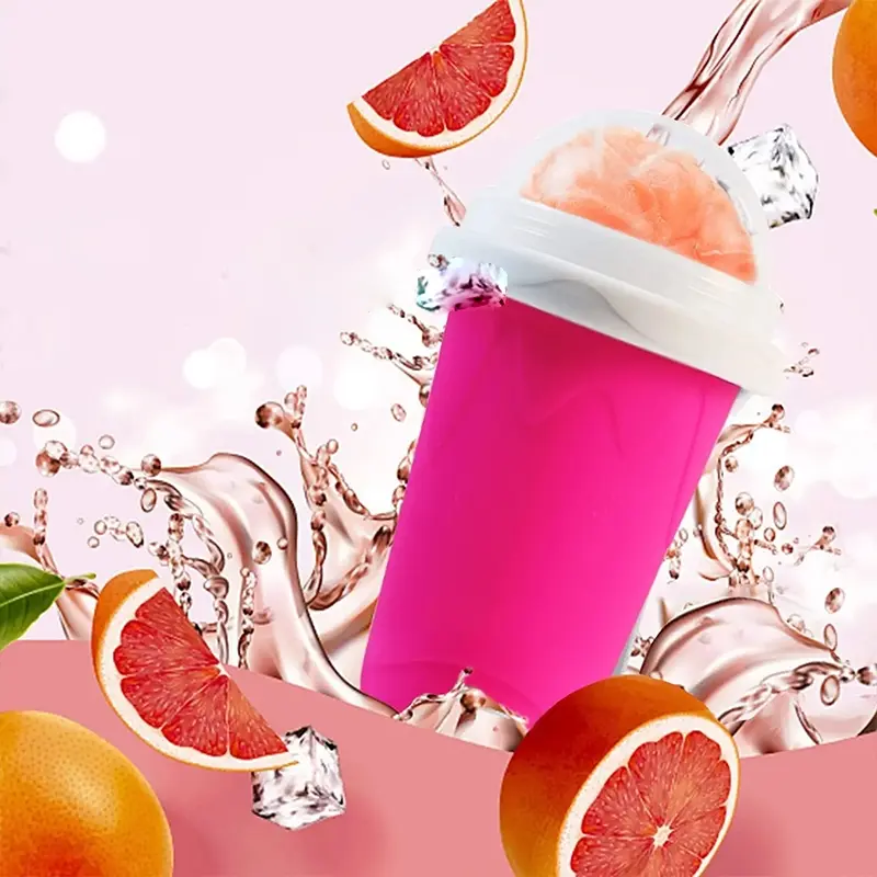 New style squeeze slush cup, summer squeeze cup turns into an ice cup, internet-famous rapid cooling, Lightweight silicone cup for crushed ice and ice cream, keep cool this summer.