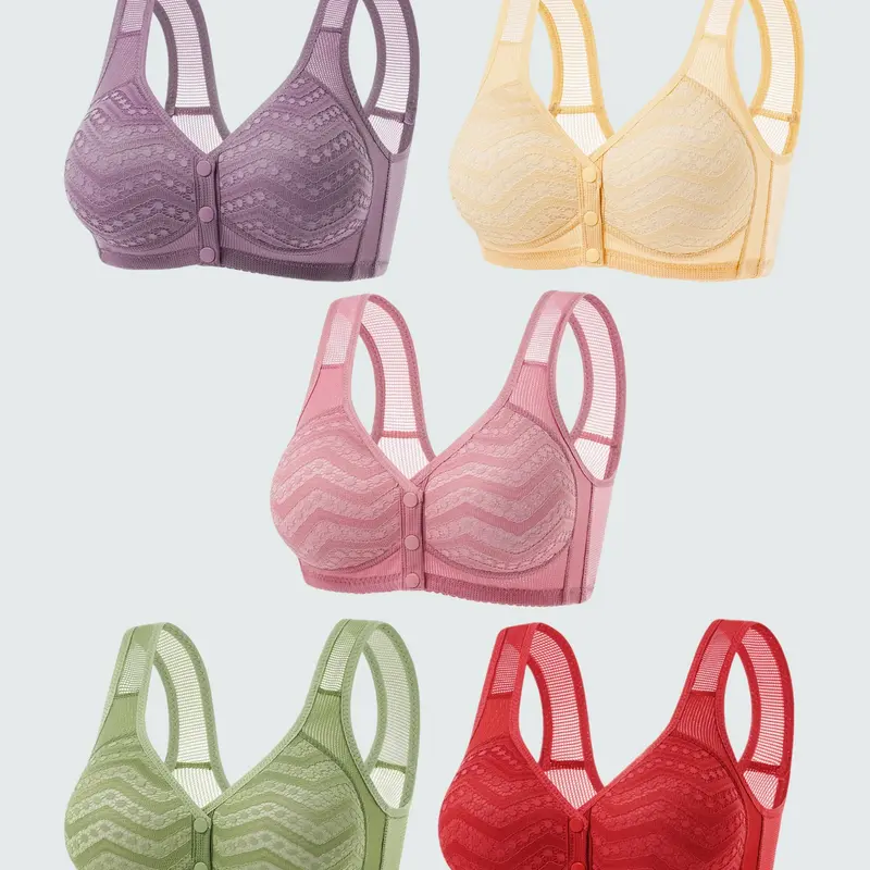 Women's Front Buckle Sports Bra, Soft Comfortable Breathable, B Cup, Push Up, Backless, All Seasons, Casual Wear, Daily Use