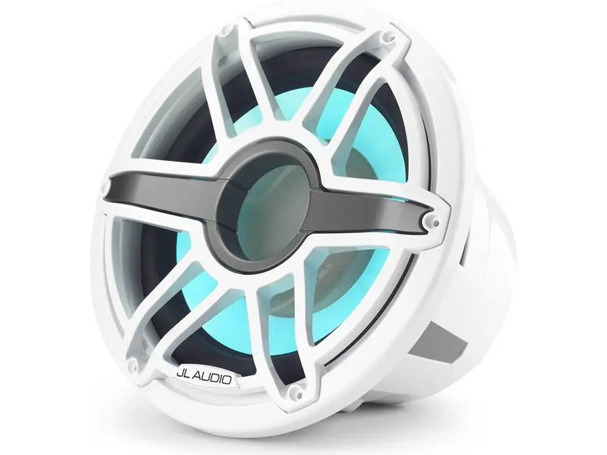 JL Audio M7 12" Marine Subwoofer, Gloss White Sport Grille, Polypropylene DMA-Optimized Woofers, Easily Removable for Painting Removable Parts