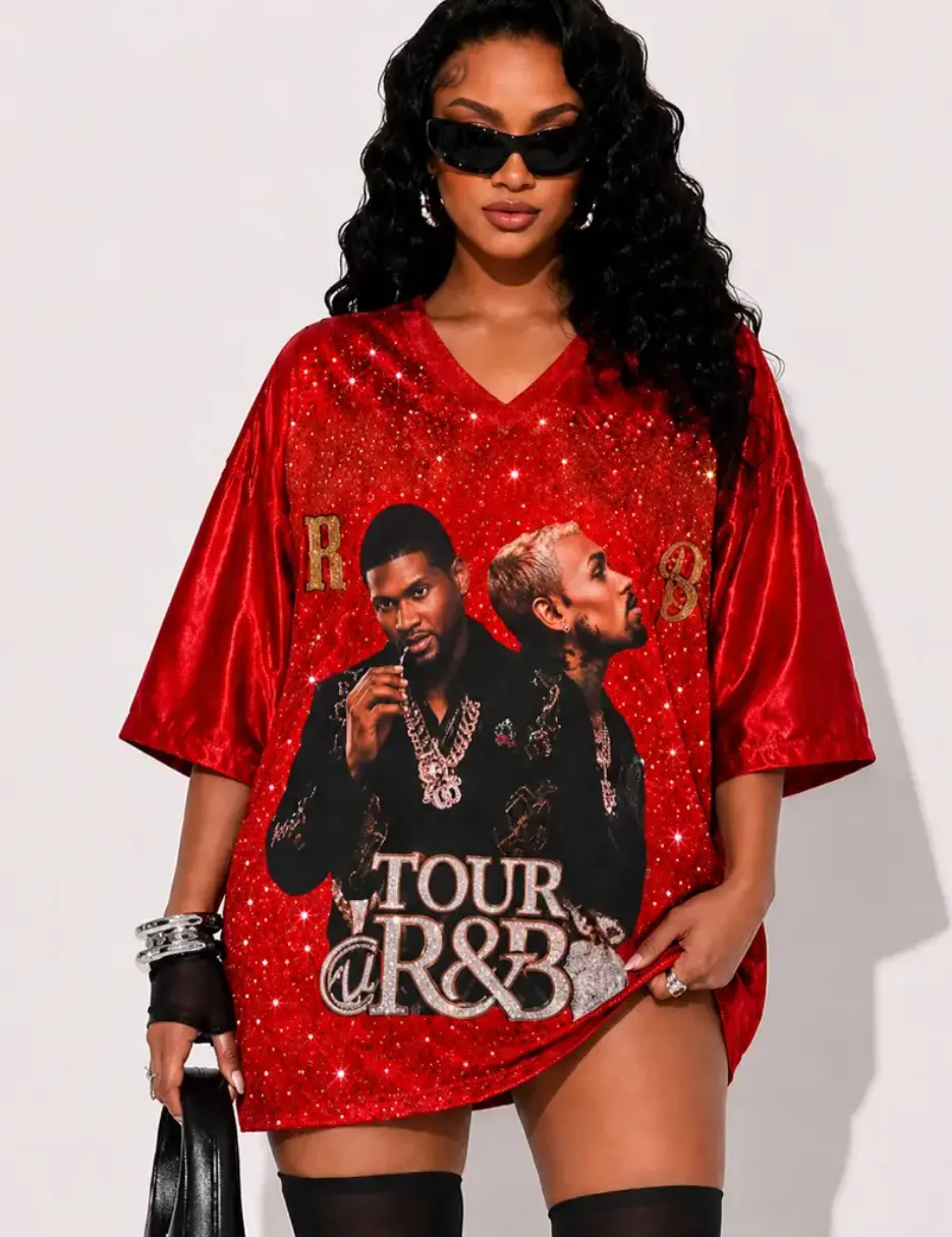 R&B Tour Jersey Glitter & Bling Edition, 3D Sleeveless Vintage Sports Shirt, Music Concert Fan Jersey, Festival Outfit, Hip Hop Streetwear