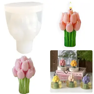 Tulip Flower Shaped Candle Mold, 3D Flower Candle Mold, DIY Candle Making Mold, Soap Making Mold, Home Decor Supplies