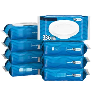 Fresh Feel Flushable Wet Wipes for Adults, 8 Flip-Top Packs, 42 Wipes Per Pack (336 Total Wipes), Packaging May Vary