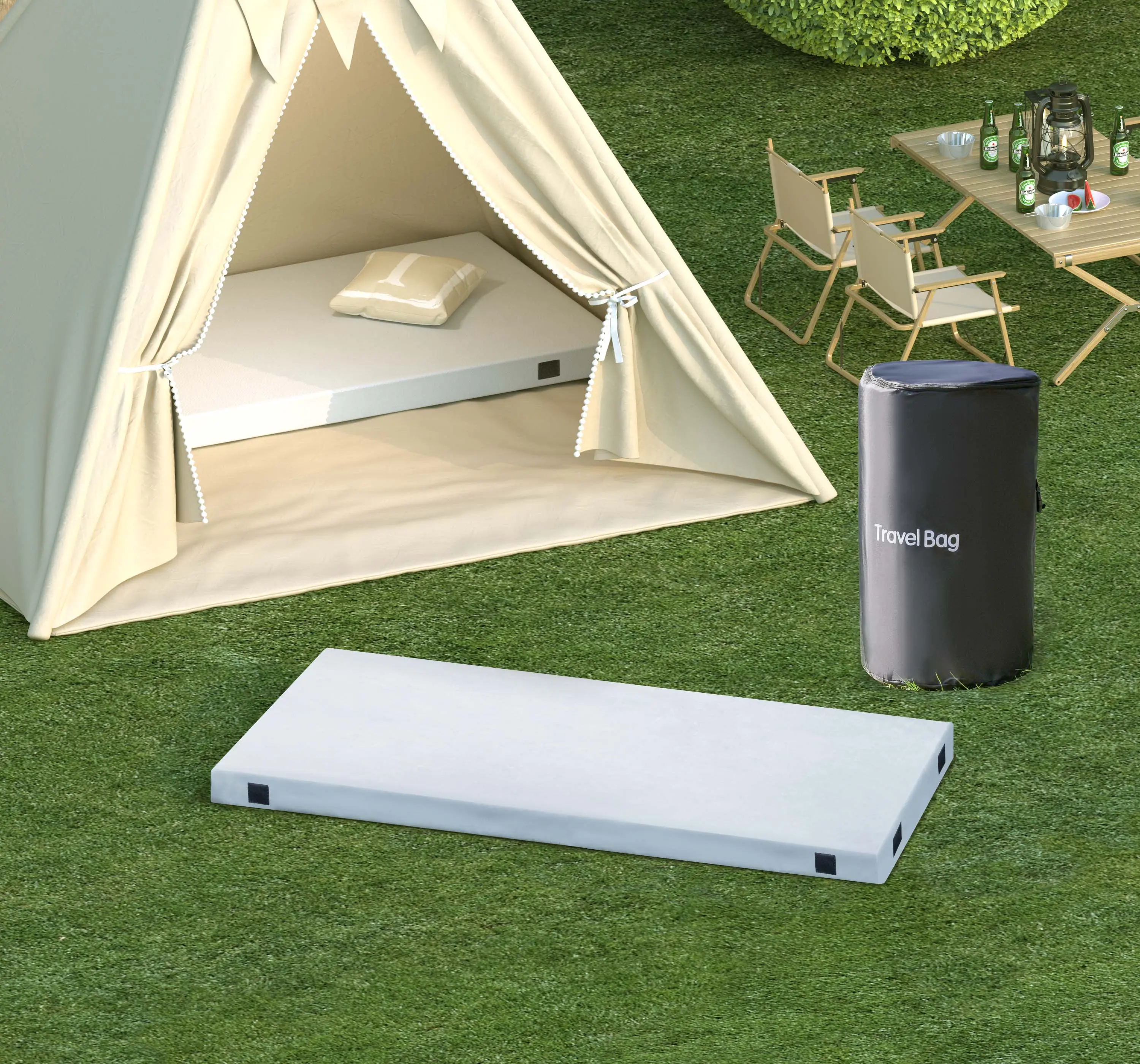 EGO Memory Foam Outdoor Travel Pad Camping Topper Inflatable Airbed Tent Mattress