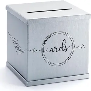 Card Box, Large 10"  Card Holder, Gray & Black Envelope Box, Wedding Reception, Funeral, Birthday, Graduation Party, Retirement, Quinceanera, Sweet 16, Bridal &  Shower,  Basket