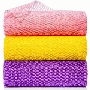 3-Piece African Exfoliating Net Sponge Set, Lightweight Elastic Mesh Long Body Scrubber Cloth for Deep Cleanse with Soap, Shower Bathing Accessories, Ideal Personal Care Gift for Friend