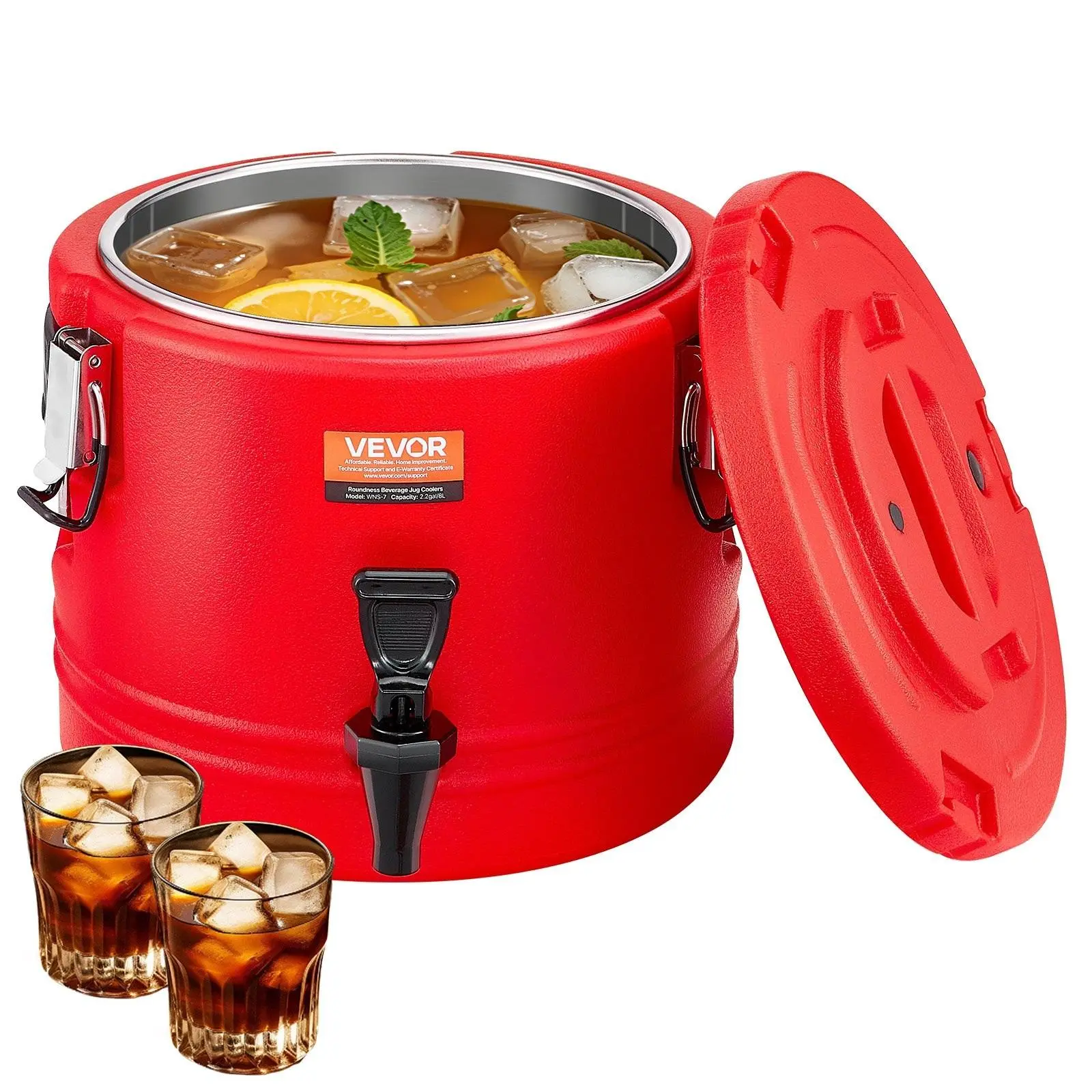 【Summerfinds】VEVOR Durable Insulated Beverage Dispenser, 2.2 Gal/8L Food-Grade Thermal Server with Spigot, 304 Stainless Steel Interior, Large Family Size Ice-Cold Water Cooler for Coffee, Restaurant Use, Outdoor