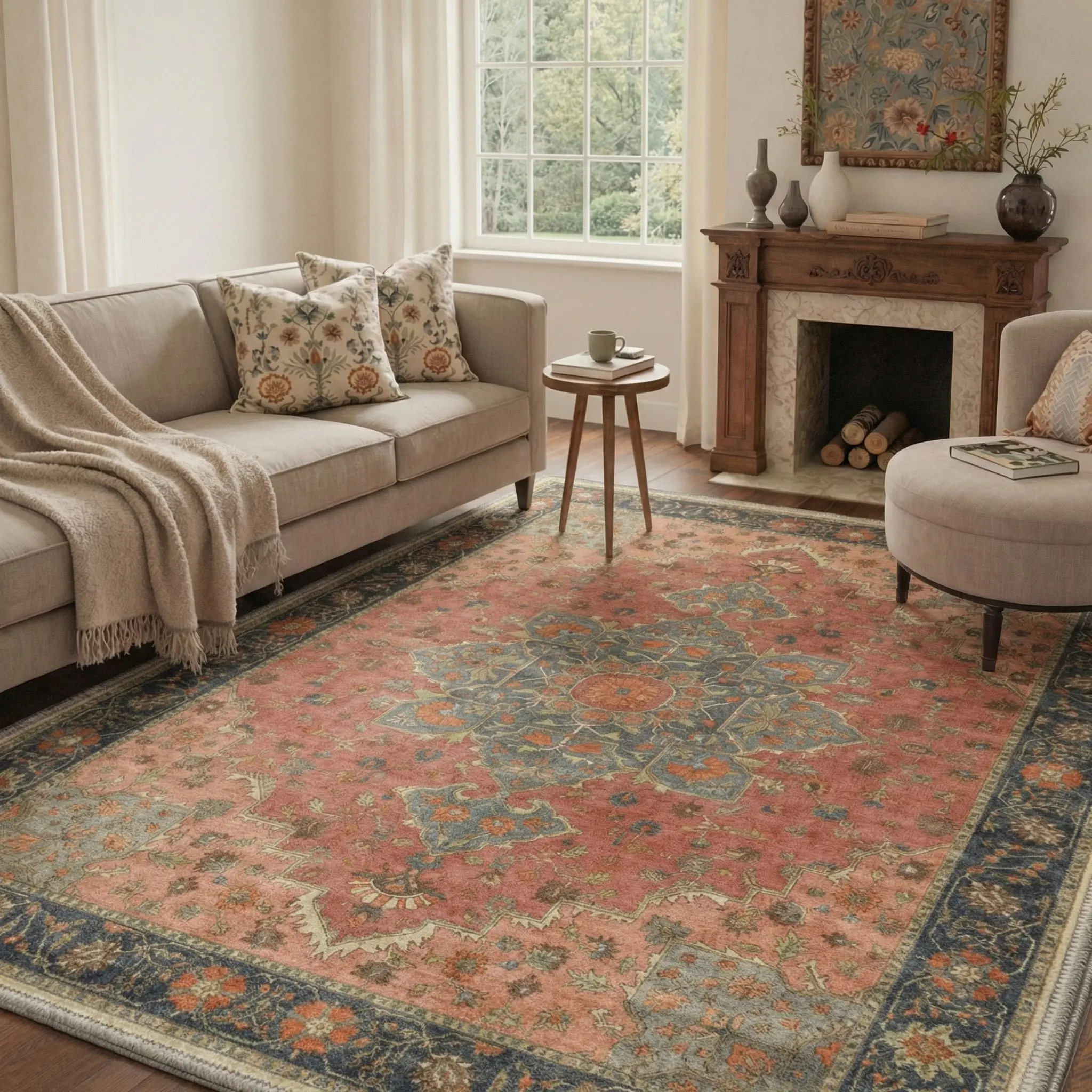 【Deals For You Days】GENIMO Area Rug – Pet Friendly, Non-Slip, Soft, Machine Washable Floor Rug, Home Carpet Ideal for Living Room, Bedroom, Kitchen, Hallway, Stylish Interior Decor ,ARP1617-PETAL