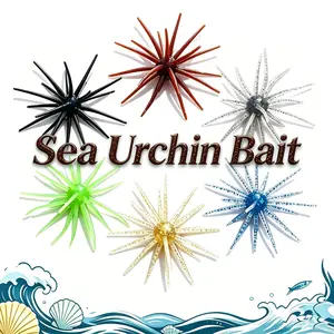 1/2/6Pcs Sea Urchin Dice Bait 4'' Simulation Fishing Lures Soft Plastic Fishing Bait for Freshwater Saltwater Trout Bass Catfish Mandarin
