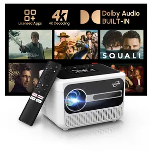 2026 Upgraded Portable 4K Projector Smart with WiFi6 Bluetooth, Auto Focus & Lens Retract, Triple Brightness Control, Dolby Audio, Movin OS 2.0 & Built-in Apps for Home Theater, Video Gaming Outdoor Viewing