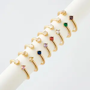 Birthstone Ring Adjustable | Gold Color Minimalist Ring | Dainty Stacking Ring Gift for Women