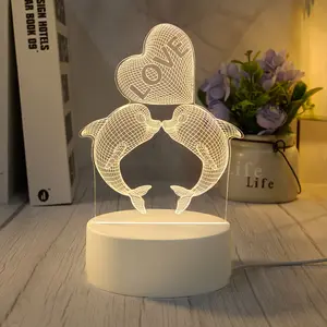 Creative Glowing Dolphin Night Light, Decorative Night Light, Valentine's Day Gift, Heart-Shaped Bedside Lamp, Home Decor, Desktop Decoration, Party Atmosphere, Bedroom Led Lights