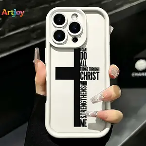 Minimalist "I Can Do All Things Through Christ" Bible Verse Matte Silicone Shockproof Phone Case - Durable Casing Cover for Galaxy S25,S24,S23,S22,S21 PLUS,FE,Ultra,A33 & iPhone17 Pro Max,16,15,14,13 - Ideal Birthday,Holiday Gift