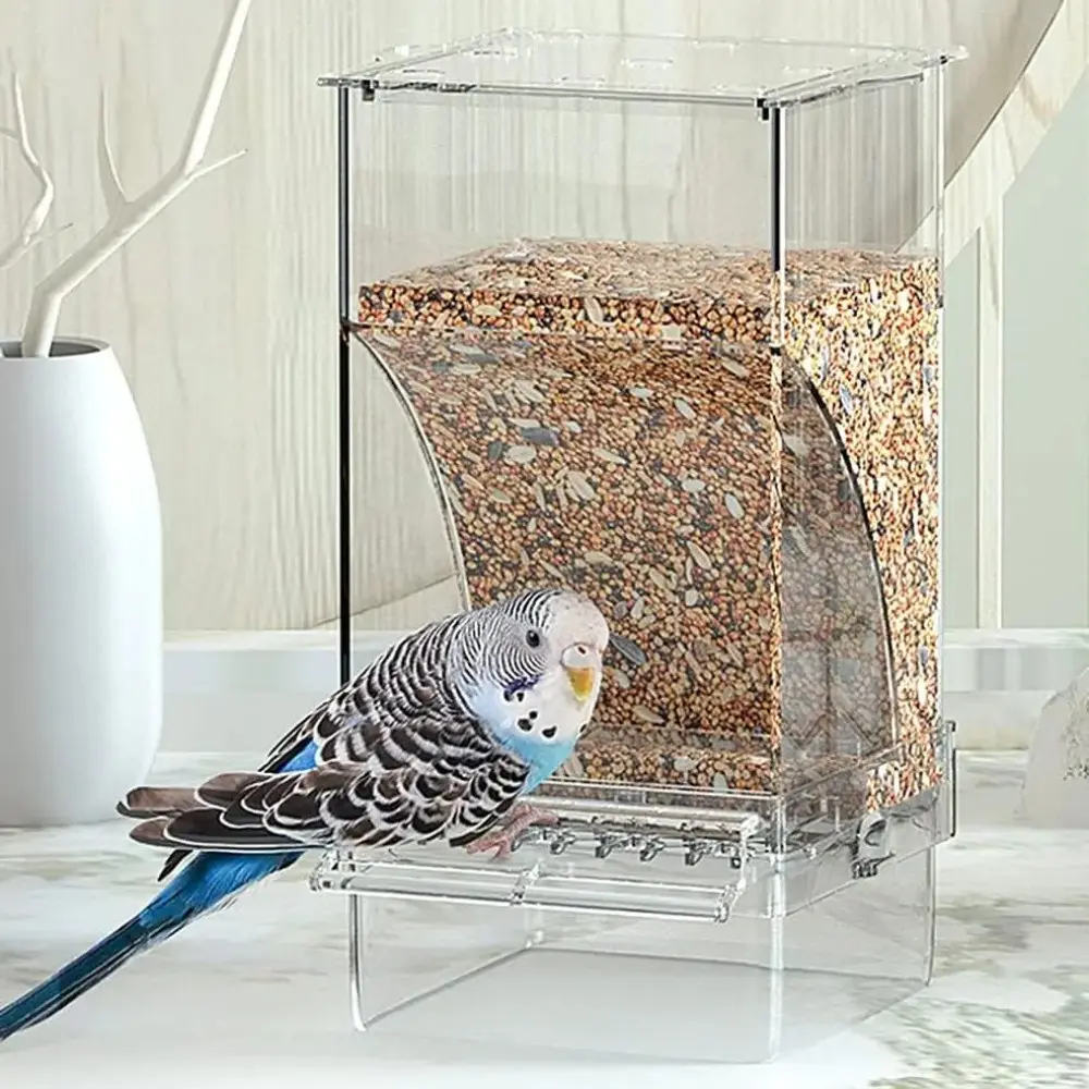 Transparent Automatic Hanging Bird Feeder, Splash-Proof Design, Suitable for Outdoor Parrots, Durable and Easy to Clean Bird Food Dispenser, Hanging Bird Feeders for Outdoors