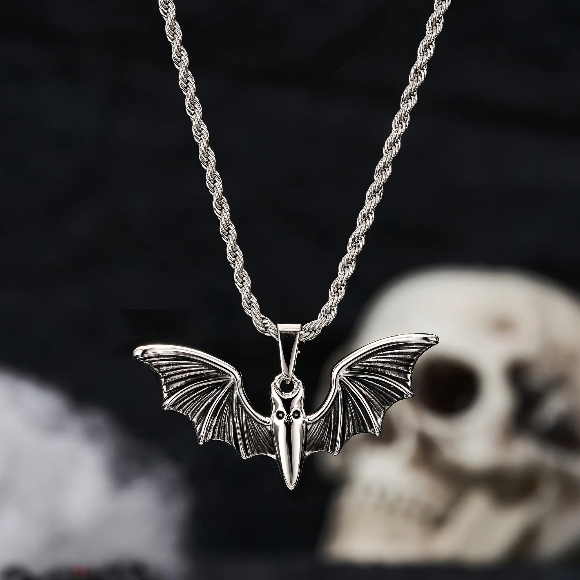 OUFER Stainless Steel Bat Necklace
