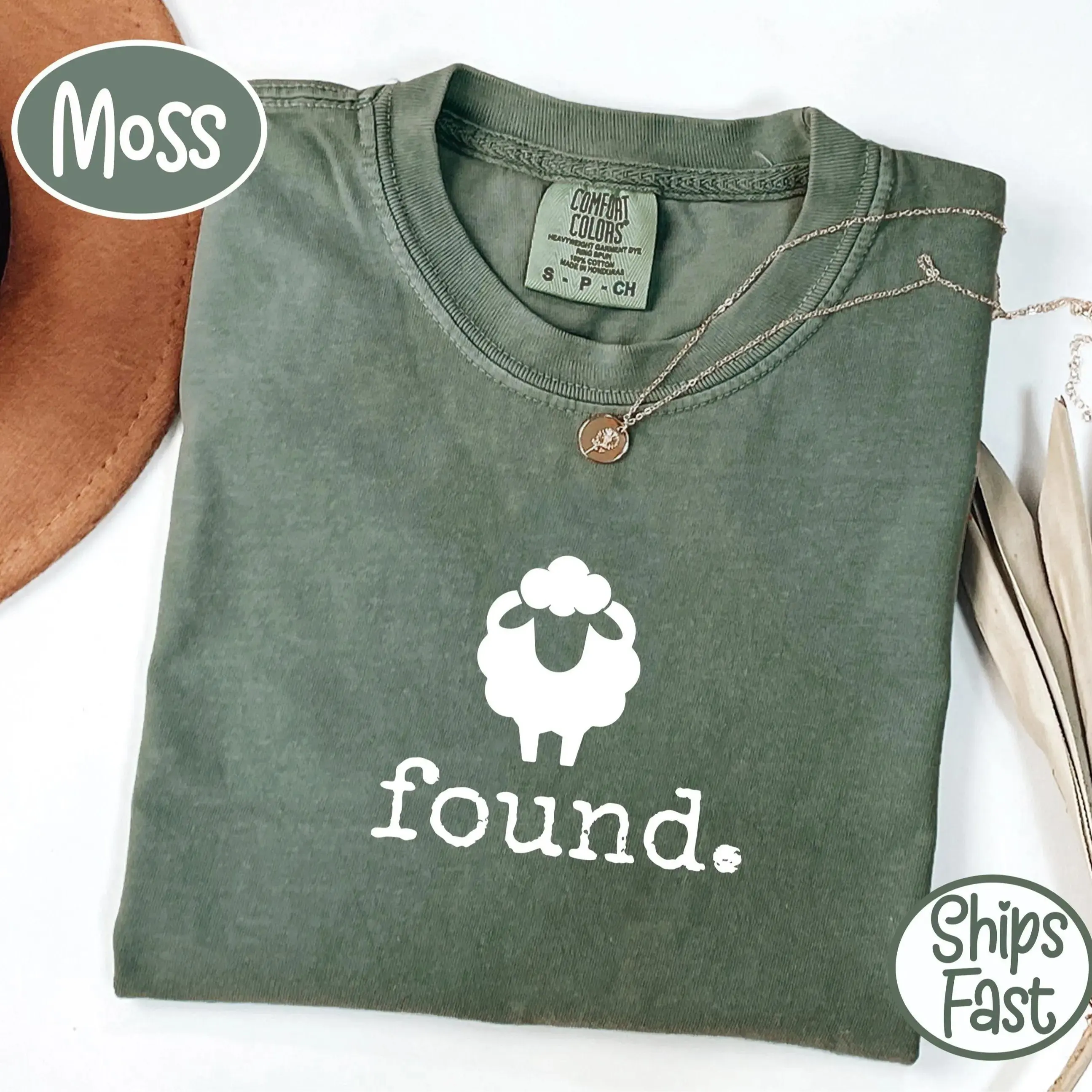 Comfort Colors Found Psalm 23 Sheep T-Shirt, Minimalist Christian Lamb Graphic Tee, Faith Based Scripture Shirt, Religious Gift for Believers