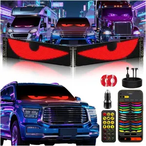 2PCS 3Size Devil's Eyes Light for Windshield, 5V USB Programmable LED Waterproof Flexible Digital Display Signs, Remote APP Control Cool Decor for Cars/Truck