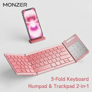 MONZER foldable wireless Bluetooth keyboard set with touchpad, portable mouse, suitable for laptops, iPad tablets, and smartphones