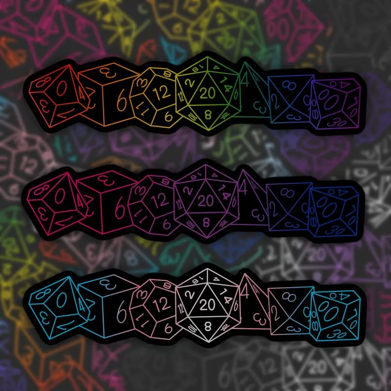 D&D Dice LGBTQIA+ Pride Flag Vinyl Stickers
