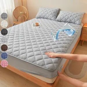 2/3PCS Waterproof Quilted Mattress Topper Mattress Protector Set for Queen/King Beds, Fitted Sheet & Mattress Cover Combo, Deep Pocket 6"-18", Soft Noiseless Breathable Stain Resistant, Machine Washable, with Pillowcases, Waterproof Bed Pads