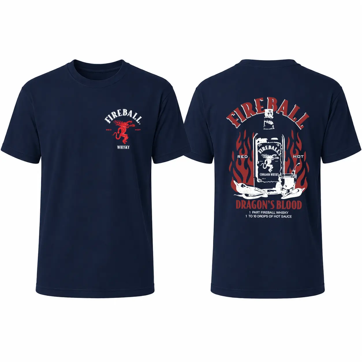 Fireball Dragon's Blood Heavy Cotton T-shirt, Beer Lover Vintage Graphic T-Shirt, Americana Fourth of July, BBQ Party Summer Tee