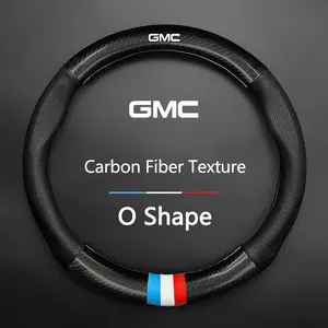 Breathable Carbon Fiber Leather Car Steering Wheel Anti Slip Cover For GMC Savana Graphyte Yukon Envoy Granite Hummer Ev Terrain Jimmy Acadia