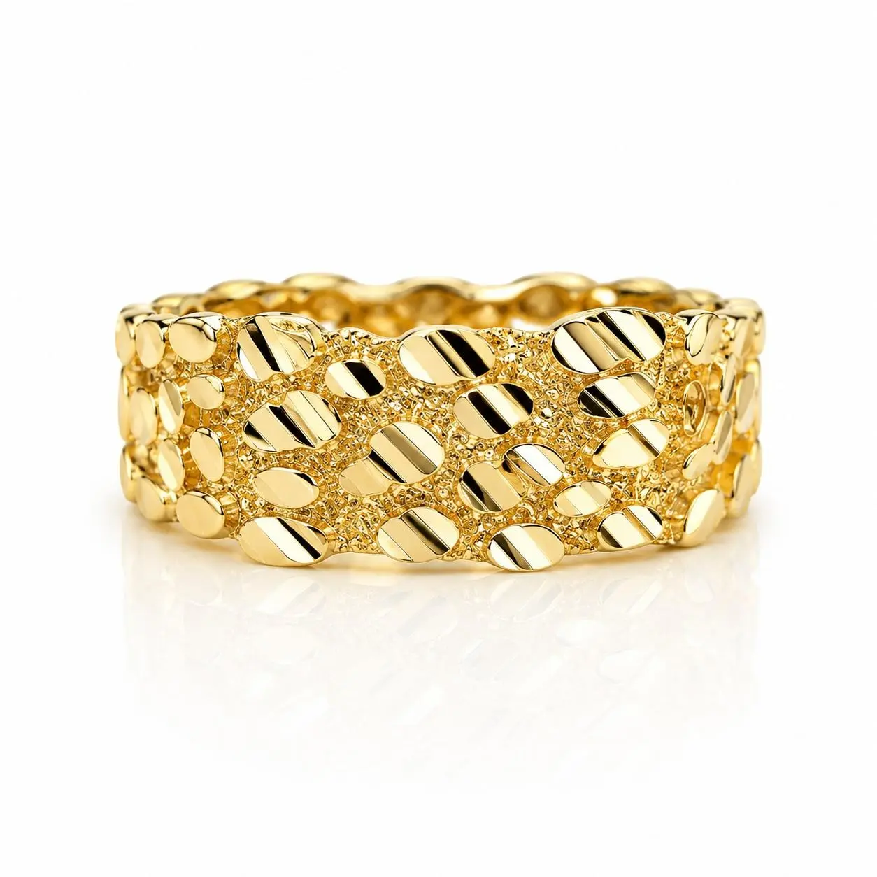 18K GOLD PLATED NUGGET RING NON TARNISH HYPOALLERGENIC FOR MEN AND WOMEN