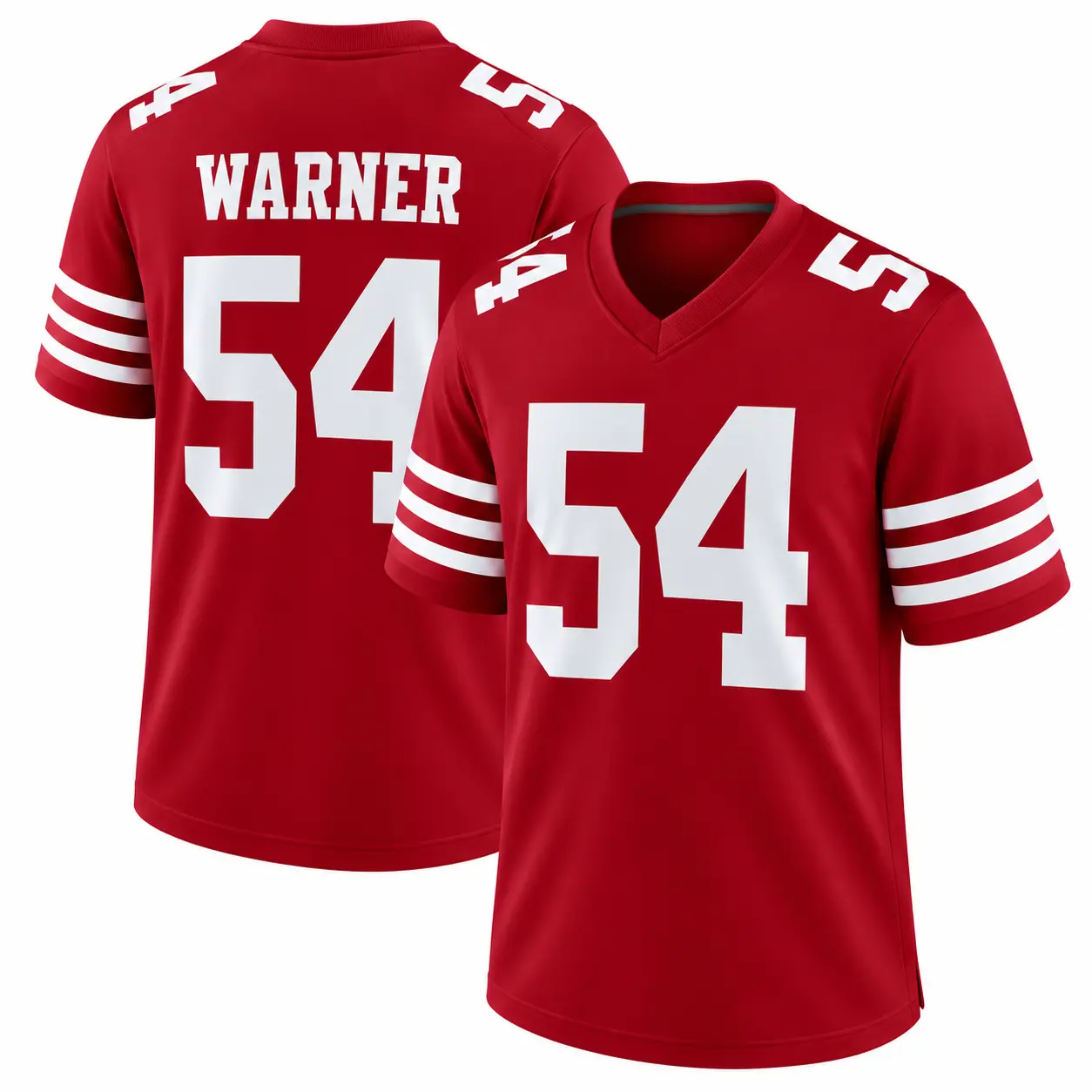 Warner 54 Football Jersey, Retro Red and White Game Day Inspired Athletic Shirt, Classic Number Print Sports Fan Apparel, Comfortable Unisex Casual Wear, Football Sunday Outfit and Gift for Him
