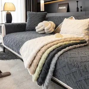 Plush Textured Sofa Cover, Sofa Couch Covers, 1 Pc Thick Non-Slip Washable Couch Protector Pad, Soft Chenille Sofa Throw Blanket, Pet-Friendly Furniture Slipcover for Armchair, Loveseat, Sectional & 2/3/4-Seater Sofas, Cozy Modern Living Room Decor