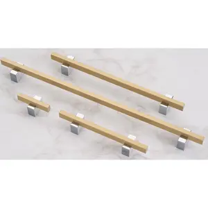 Two Tone Cabinet Knobs and Handles Chrome & Brass Cabinet Hardware