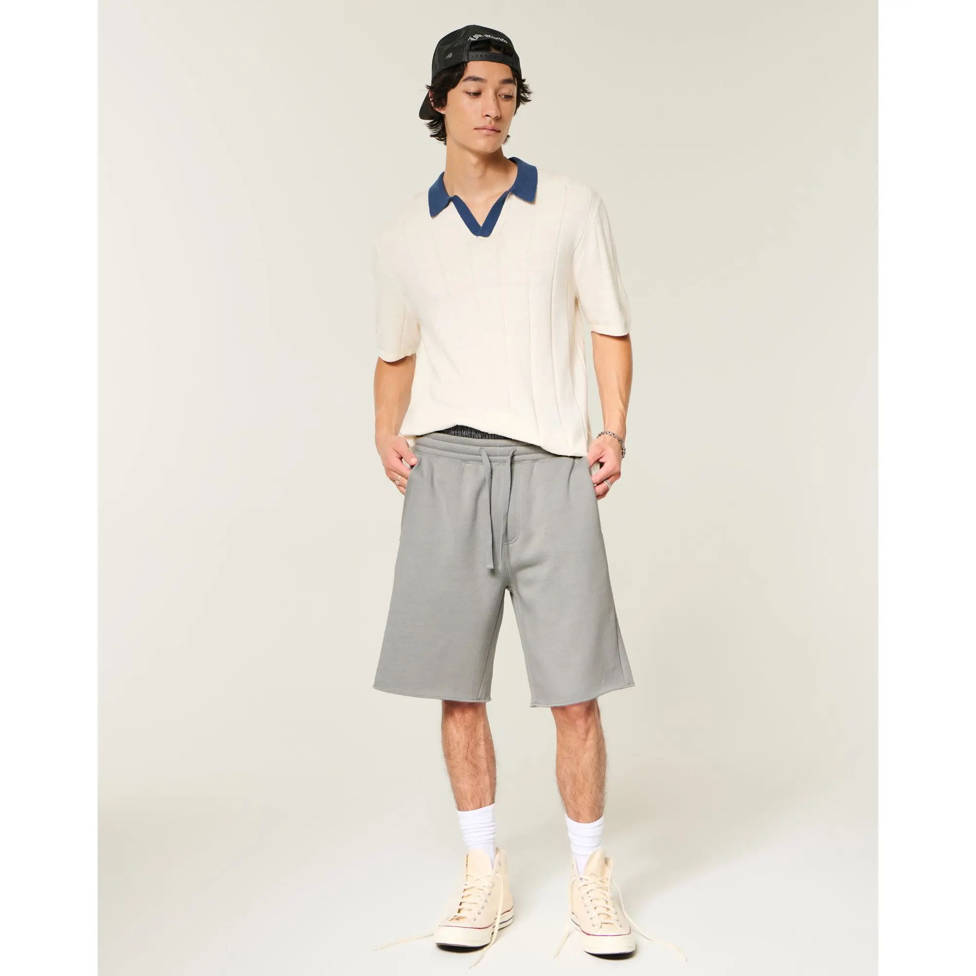 Hollister At-The-Knee Snake Embroidery Baggy Fleece Shorts