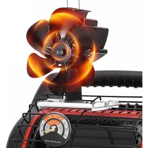 Stove Fan Compatible for Buddy Heater, Heat  Stove Fan with Bracket for Heaters, Thermal Fireplace Fan Non Electric for Camping/Picnics/Pellet/  Stove