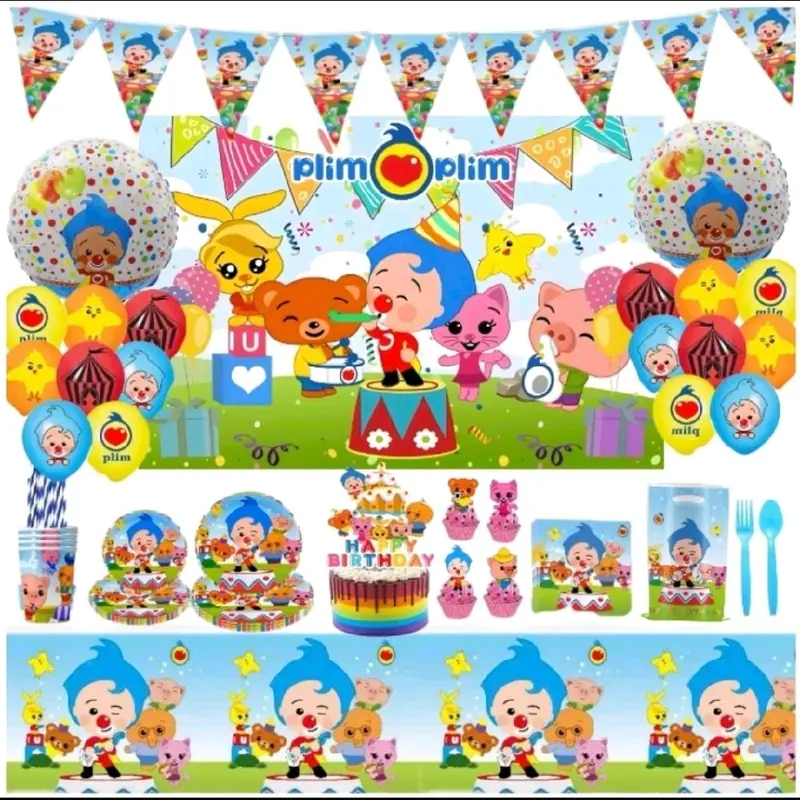 Disposable Tableware Set Party Pack - Plates, Cups, Napkins, Tablecloths for Boys’ Birthdays, Baby Shower, Festive Supplies with Festive Atmosphere & Fun Touch (001 Illusion)