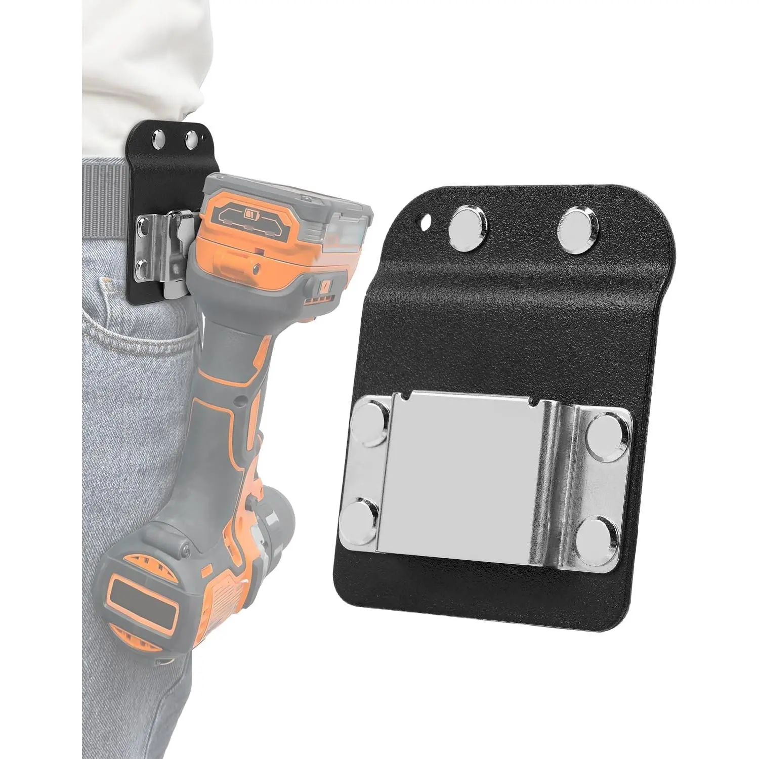 Drill Holster, Drill Holder for Tool Belt, 2" Tool Belt Clip Tape Measure Holder for Cordless Drills, Impact Drivers, Nail Guns, Tape Measures with Hanger Clips